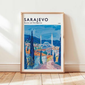 Sarajevo Poster, Bosnia and Herzegovina Travel Print, European Wall Art, Cityscape Decor, Sarajevo Travel Gift, Bosnia and Herzegovina Art
