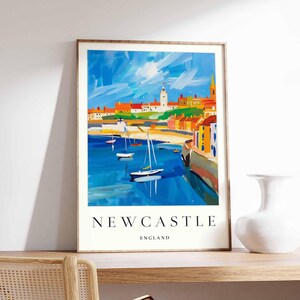 Newcastle poster, UK print, Newcastle wall art, Newcastle city map decor, minimalist Newcastle poster, British skyline print