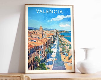 Valencia Spain Art Print: Cityscape Travel Poster