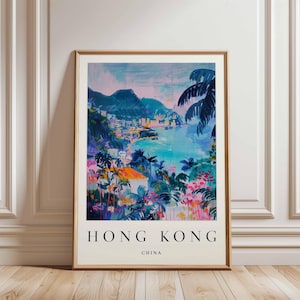 Hong Kong Poster, China Travel Print, Asia Wall Art, Skyline Decor, Hong Kong Travel Gift, Cityscape Print, China Travel Art