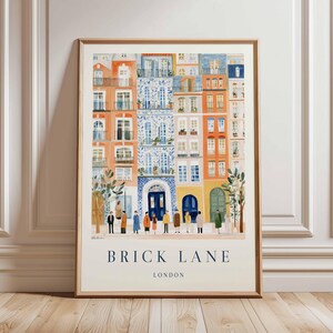 Brick Lane Poster, London Travel Poster, Brick Lane Wall Art, East London Print, UK City Poster, Street Market Art, British Culture Decor