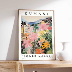 Kumasi Flower Market Poster, Kumasi Print, Ghanaian Floral Wall Art, Kumasi Floral Decor, Botanical Poster, Ghana Art, Africa Travel Print
