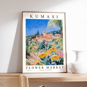 Kumasi Flower Market Poster, Kumasi Print, Ghanaian Floral Wall Art, Kumasi Floral Decor, Botanical Poster, Ghana Art, Africa Travel Print