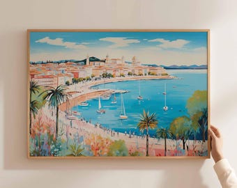 Cannes France Travel Poster: French Riviera Coastal Wall Art