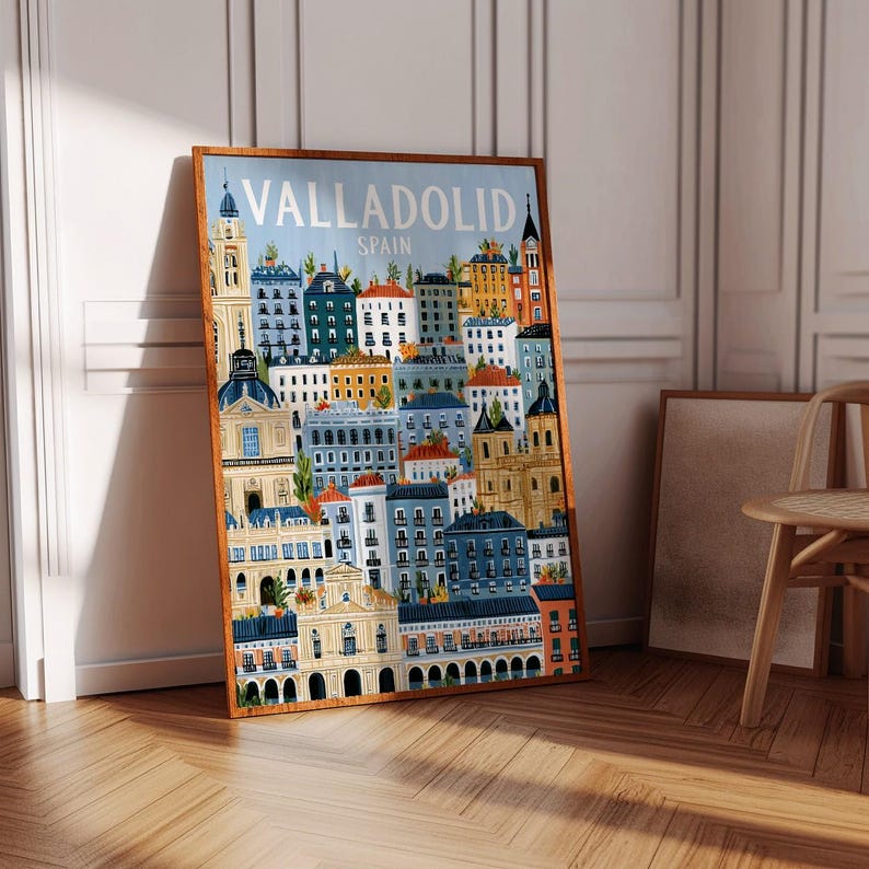 Valladolid Spain Print | Dense Vertical Cityscape Poster | European ...