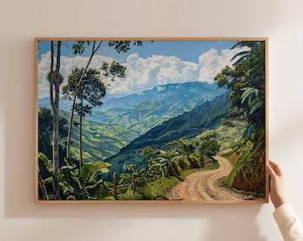 Póster de viaje a Colombia: Impresión artística de paisajes de Sudamérica
