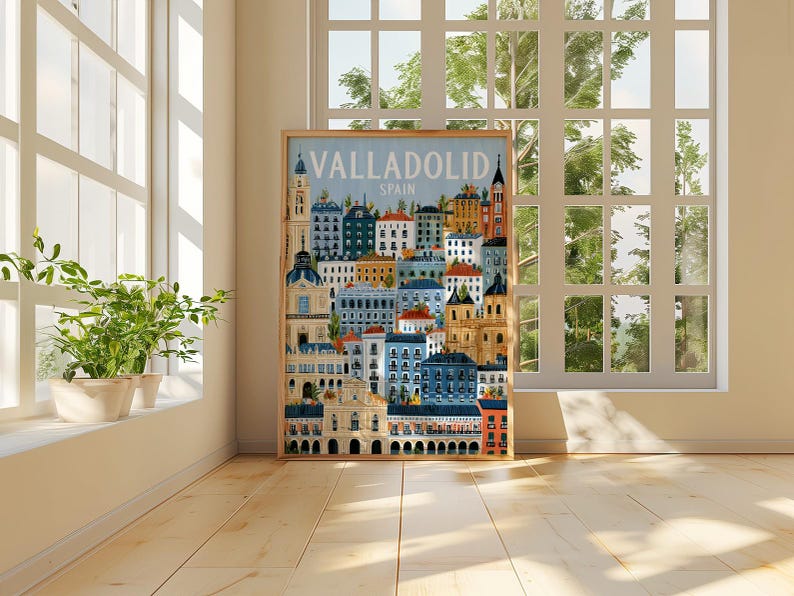 Valladolid Spain Print | Dense Vertical Cityscape Poster | European ...