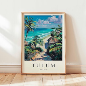 Tulum Poster, Mexico Travel Print, Mayan Riviera Wall Art, Beach Decor, Tropical Travel Gift, Ancient Ruin Print, Mexico Travel Art