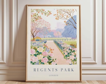 Regents Park London Travel Poster: British Nature Art Print