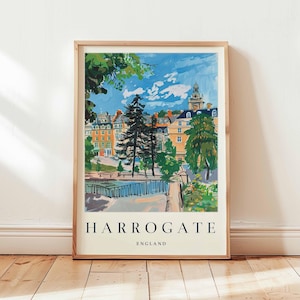 Harrogate Poster, England Travel Print, Yorkshire Print, England Wall Art, Spa Town Decor, UK Print, North England Print, UK Travel Art