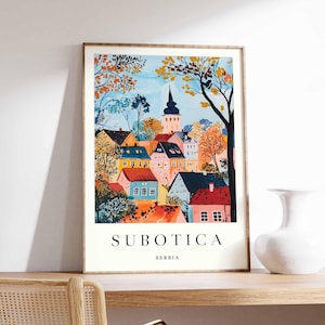 Póster de Subotica, Impresión de viaje a Serbia, Arte mural de Voivodina, Decoración urbana de Serbia, Póster de viaje de Subotica, Póster de Serbia, Arte de viaje por Europa