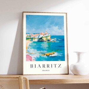 Biarritz Poster, France Travel Print, French Basque Wall Art, Atlantic Coast Decor, Biarritz Surf Poster, European Beach Home Print