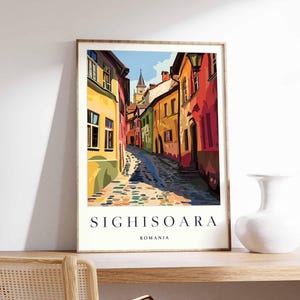 Sighisoara Poster, Romania Travel Print, Transylvania Wall Art, Romanian Town Decor, Sighisoara Citadel Poster, Europe Travel Art