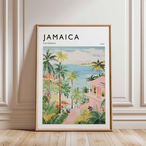 Jamaica Poster, Caribbean Travel Print, Island Wall Art, Beach Decor, Jamaica Travel Gift, Coastal Print, Caribbean Travel Art