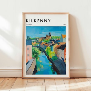 Kilkenny Poster, Ireland Travel Print, European Wall Art, Medieval Decor, Kilkenny Travel Gift, Cityscape Print, Ireland Travel Art