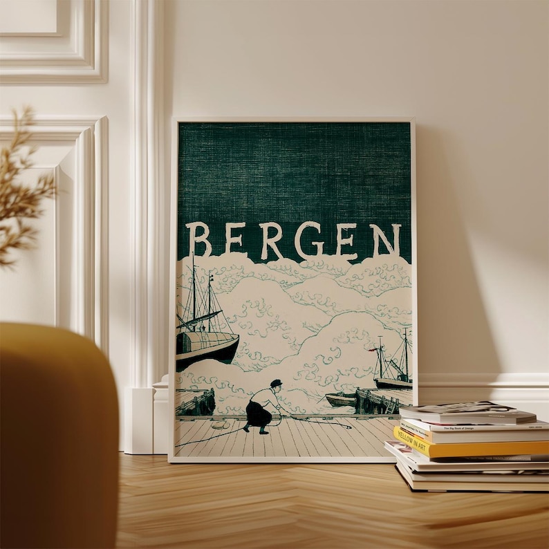 Bergen Harbour Poster | Coastal City Print | Maritime Wall Art - Etsy UK