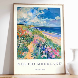 Northumberland Poster, Northumberland Travel Print, England Wall Art, British Travel Print, Sea Print, Northumberland Travel Poster