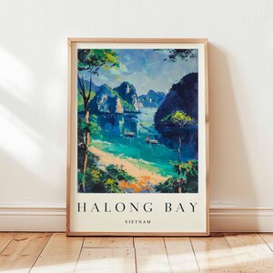 Halong Bay Poster, Vietnam Travel Print, Southeast Asia Wall Art, UNESCO Site Decor,  Limestone Karst Print, Vietnam Travel Art