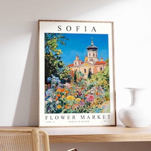 Sofia Flower Market Poster, Sofia Print, Bulgarian Floral Wall Art, Sofia Floral Decor, Botanical Poster, Bulgaria Print, Europe Travel Art