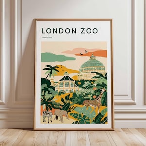London Zoo Poster, London Travel Poster, Zoo Wall Art, Animal Print London, UK Travel Poster, British Wildlife Art