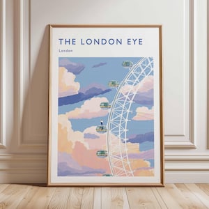 London Eye Poster, London Travel Poster, London Eye Wall Art, Thames River Print, UK Landmark Poster, London Skyline Decor