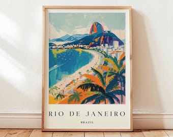 Rio de Janeiro Travel Poster: Christ the Redeemer, Brazil Wall Art
