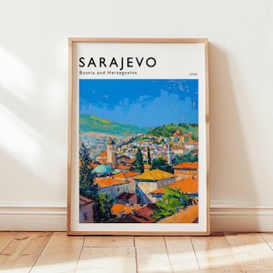 Sarajevo Poster, Bosnia and Herzegovina Travel Print, European Wall Art, Cityscape Decor, Sarajevo Travel Gift, Bosnia and Herzegovina Art