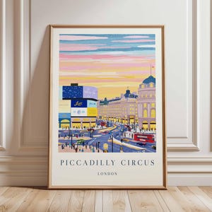 Piccadilly Circus Poster, London Travel Poster, Piccadilly Circus Wall Art, West End Print, UK Landmark Poster, British Culture Art