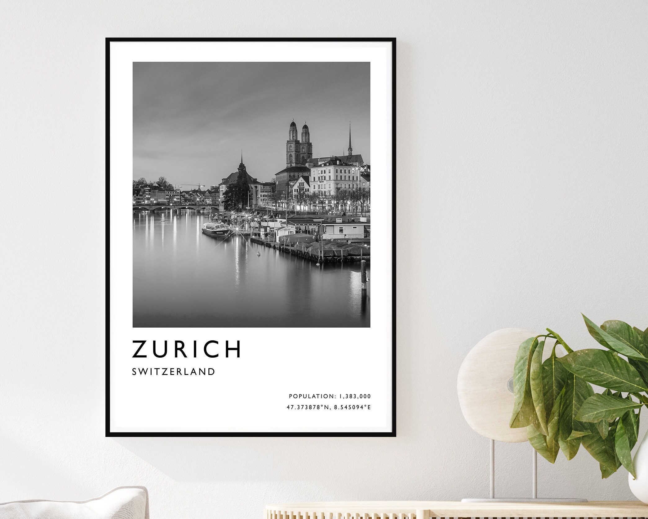 Zurich Travel Poster Travel Print Switzerland Black And Etsy