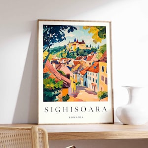 Sighisoara Poster, Romania Travel Print, Transylvania Wall Art, Romanian Town Decor, Sighisoara Citadel Poster, Europe Travel Art