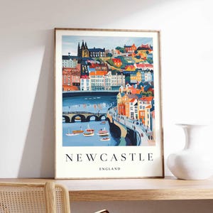 Newcastle poster, UK print, Newcastle wall art, Newcastle city map decor, minimalist Newcastle poster, British skyline print