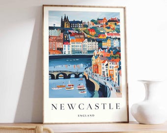 Newcastle City Map Print: Minimalist UK Travel Poster