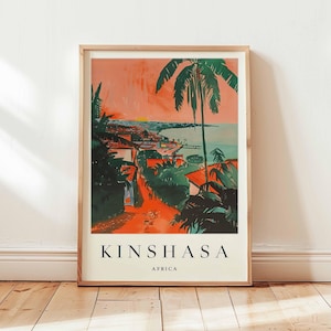 Kinshasa Poster, Africa Travel Print, DR Congo Print, Central Africa Wall Art, Congo River Decor, Kinshasa Travel Gift, African Capital Art