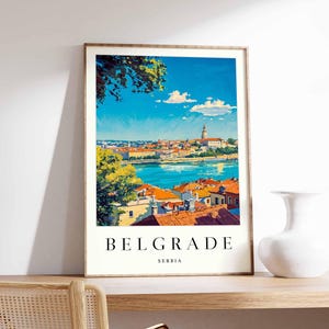 Belgrade Poster, Serbia Travel Print, Belgrade Fortress Print, Balkan City Wall Art, Danube River Print, European Decor, Serbia Travel Gift