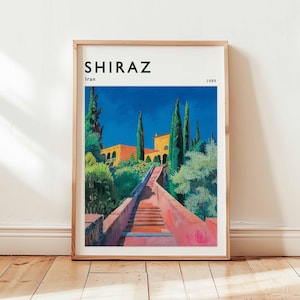 Shiraz Poster, Iran Travel Print, Persia Wall Art, Cityscape Decor, Shiraz Travel Gift, City Print, Iran Poster, Iran Travel Art