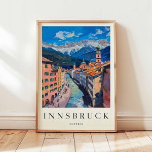 **Innsbruck Poster, Österreich Reisedruck, Alpenstadt Wandkunst, Berg Dekor, **Innsbruck Reisegeschenk, Tirol Druck, Österreich Reisekunst.**