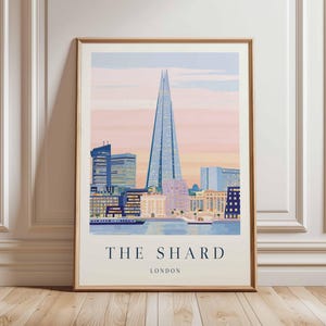 Shard Poster, London Travel Poster, Shard Wall Art, London Skyline Print, UK Landmark Poster, British Architecture Art, Modern London Decor