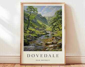 Dovedale Travel Poster: Peak District Landscape Art, UK Decor
