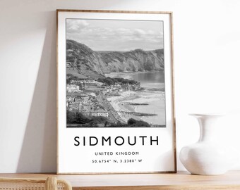 Sidmouth Coastline Poster: Devon, England Print