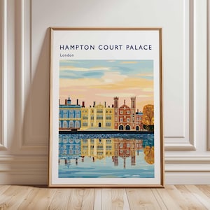 Hampton Court Palace Poster, London Travel Poster, Royal Palace Wall Art, Hampton Court Print, UK Landmark Poster, British Heritage Art