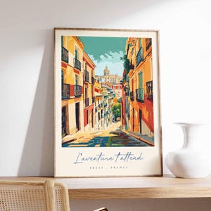 Póster de Brest, impresión de viaje a Francia, impresión artística de ciudad portuaria, arte mural costero francés, decoración con escena marítima de Bretaña, regalo de viaje a Francia