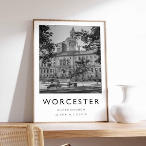 Worcester Poster, England Poster, Worcester Print, Worcester Wall Art, Worcester Decor, Worcester Cathedral Print, UK Poster, Worcester Gift