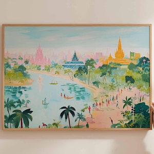 Cambodia Poster, Asia Travel Print, Southeast Asia Wall Art, Cambodian Decor, Angkor Wat Print, Asian Travel Gift, Cambodia Travel Art
