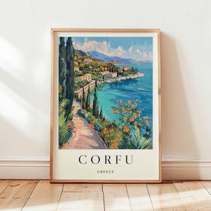 Corfu Poster, Greece Travel Print, Ionian Island Wall Art, Corfu Travel Decor, Mediterranean Travel Gift, Beach Poster, Greece Travel Art
