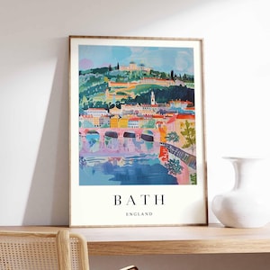 Cartaz de banho, impressão de viagem pela Inglaterra, arte de parede do patrimônio do Reino Unido, decoração de cidade georgiana, arte arquitetônica georgiana, impressão de Somerset, arte de viagem pela Grã-Bretanha