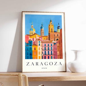 Zaragoza Poster, Spain Travel Print, Aragon Wall Art, Spanish City Decor, Zaragoza Basilica Poster, Spain Travel Art, Europe Travel Gift