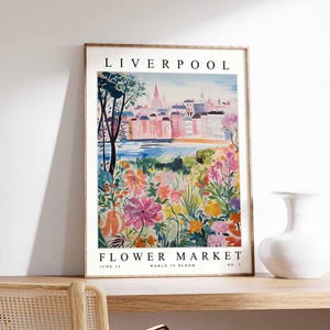 Liverpool Flower Market Poster, Liverpool Print, English Floral Wall Art, Liverpool Floral Decor, Botanical Poster, England Travel Print