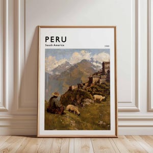 Peru Poster, South America Travel Print, Travel Wall Art, Andes Decor, Peru Travel Gift, Landscape Print, South America Travel Art