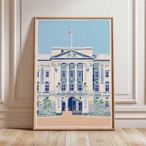 Buckingham Palace Poster, London Travel Poster, Royal Palace Wall Art, Buckingham Print, UK Landmark Poster, British Architecture Art