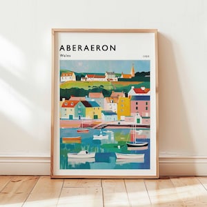Aberaeron Poster, Wales Travel Print, Ceredigion Wall Art, Harbour Decor, UK Travel Gift, Coastal Print, Aberaeron Print, Wales Travel Art